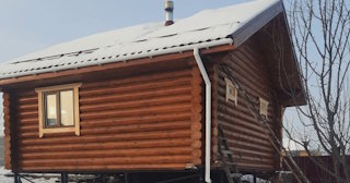 Баня из оцилиндрованного бревна под ключ в Климовске - от 133900 рублей